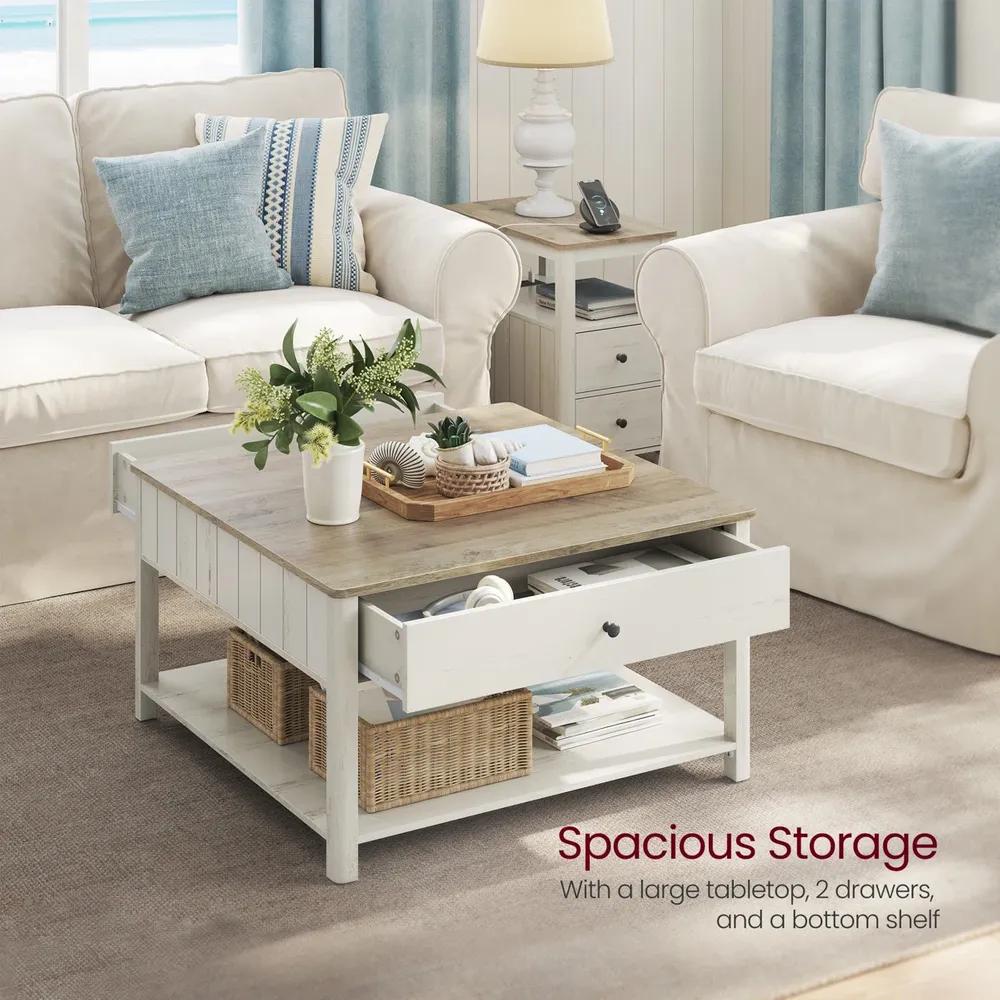 LEDREM Coffee Table with 2 Large Drawers