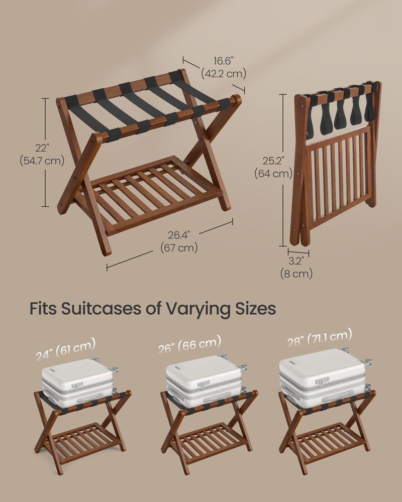 SONGMICS Solid Wood Luggage Racks - Thumbnail 5