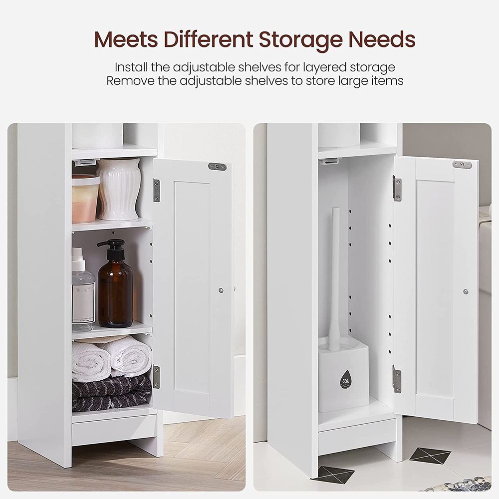 VASAGLE Small Bathroom Storage Cabinet, Slim Organizer, Toilet Paper Holder with Storage with Slide Out Drawers, for Small Spaces, White UBBC847P31