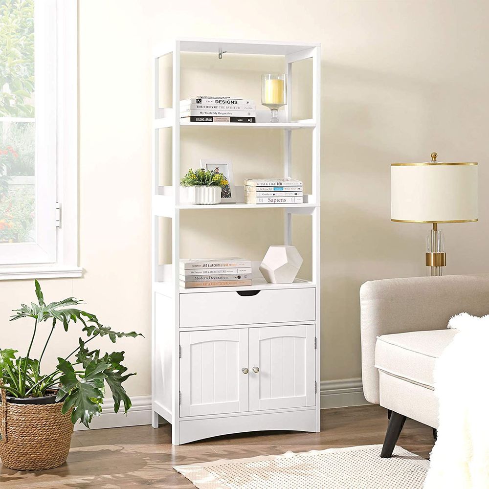 VASAGLE White Storage Cabinet with 3 Shelves