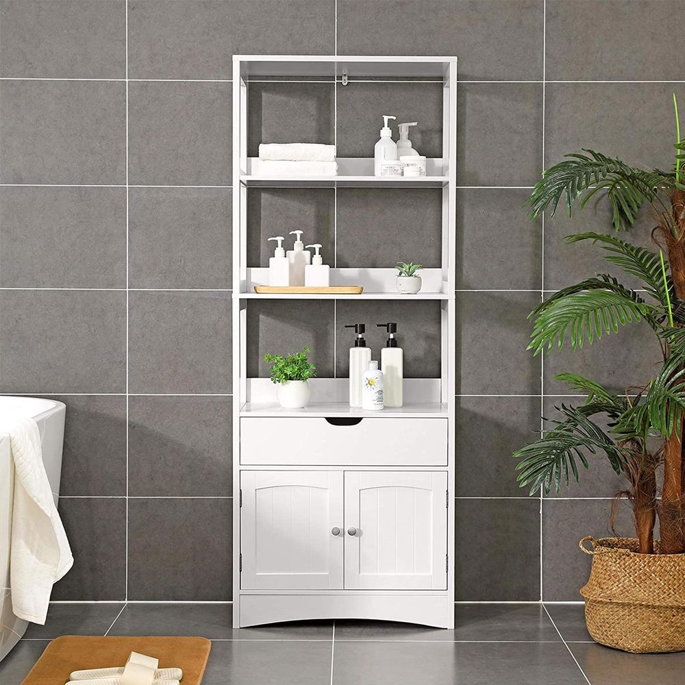 VASAGLE White Storage Cabinet with 3 Shelves