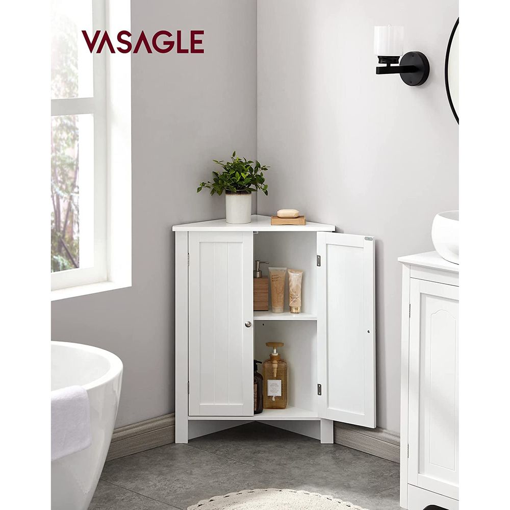 VASAGLE Small Bathroom Storage Corner Floor Cabinet with Door and