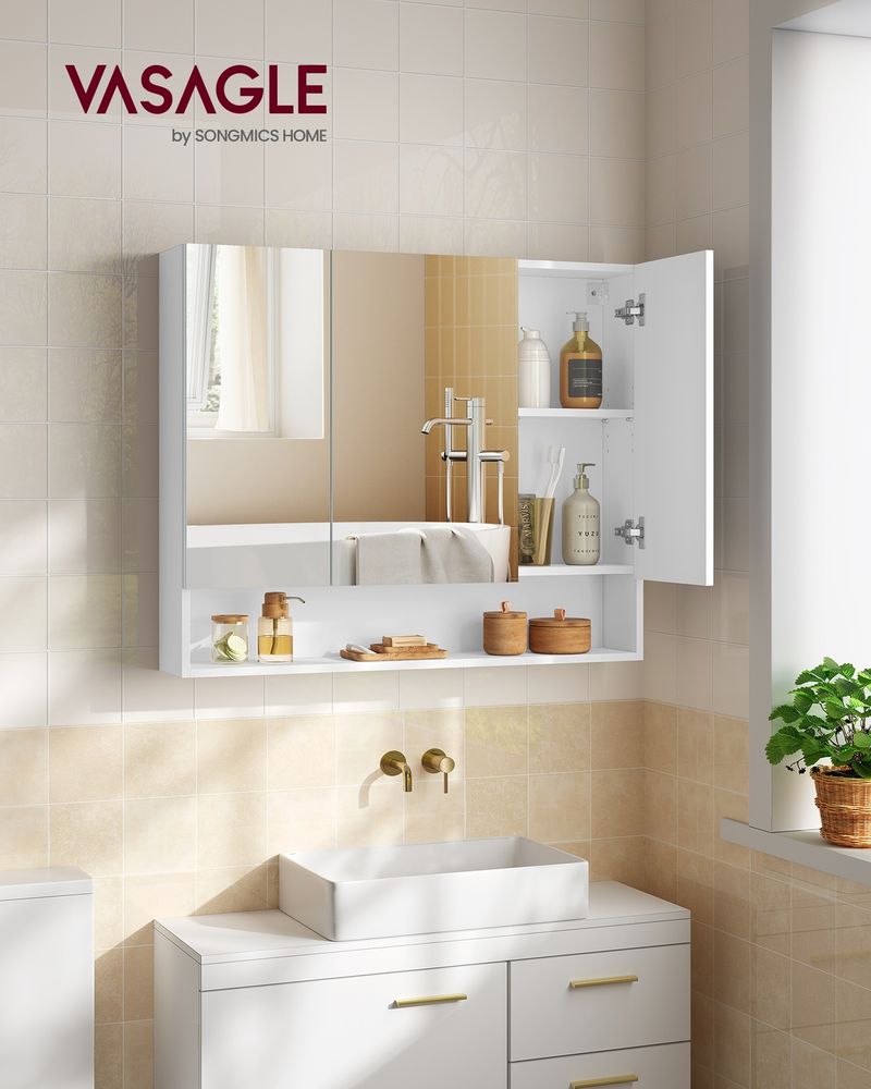 VASAGLE Bathroom Mirror with Storage