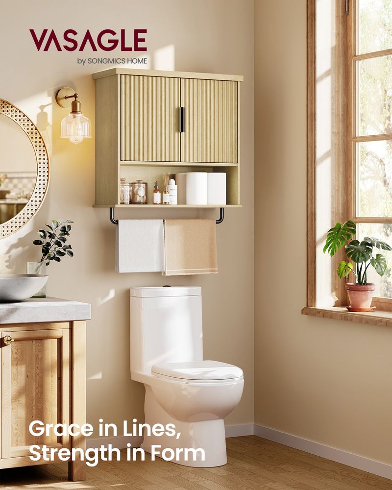 VASAGLE MAXE Collection Bathroom Cabinet Wall Mounted Over Toilet Hanging Cabinet - Thumbnail 2