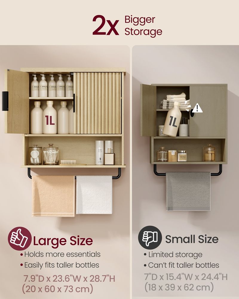 VASAGLE MAXE Collection Bathroom Cabinet Wall Mounted Over Toilet Hanging Cabinet - Thumbnail 4