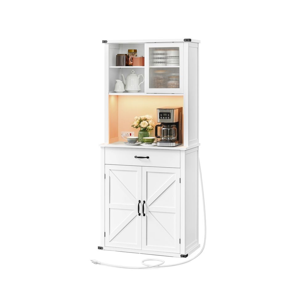 VASAGLE 71" Pantry Cabinet with Lights and Charging Station - Thumbnail 4