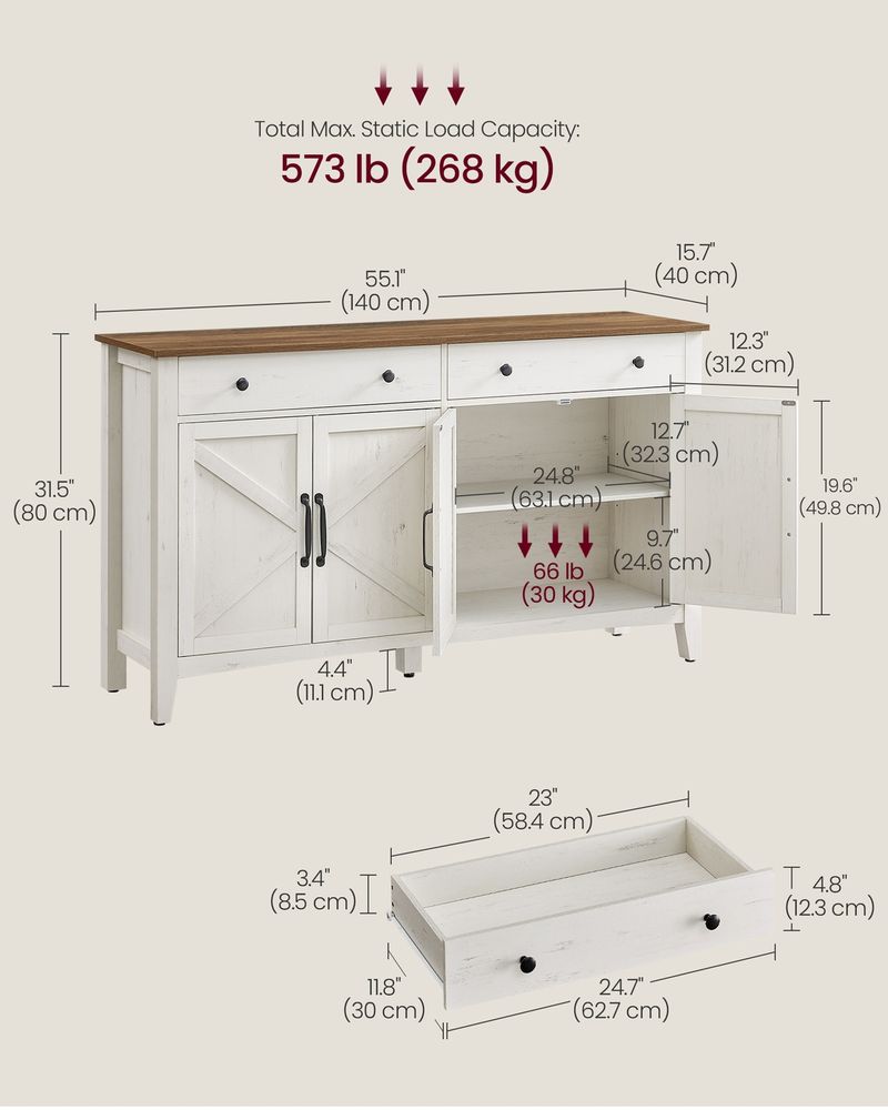 VASAGLE LIRY Collection Buffet Cabinet - Thumbnail 4