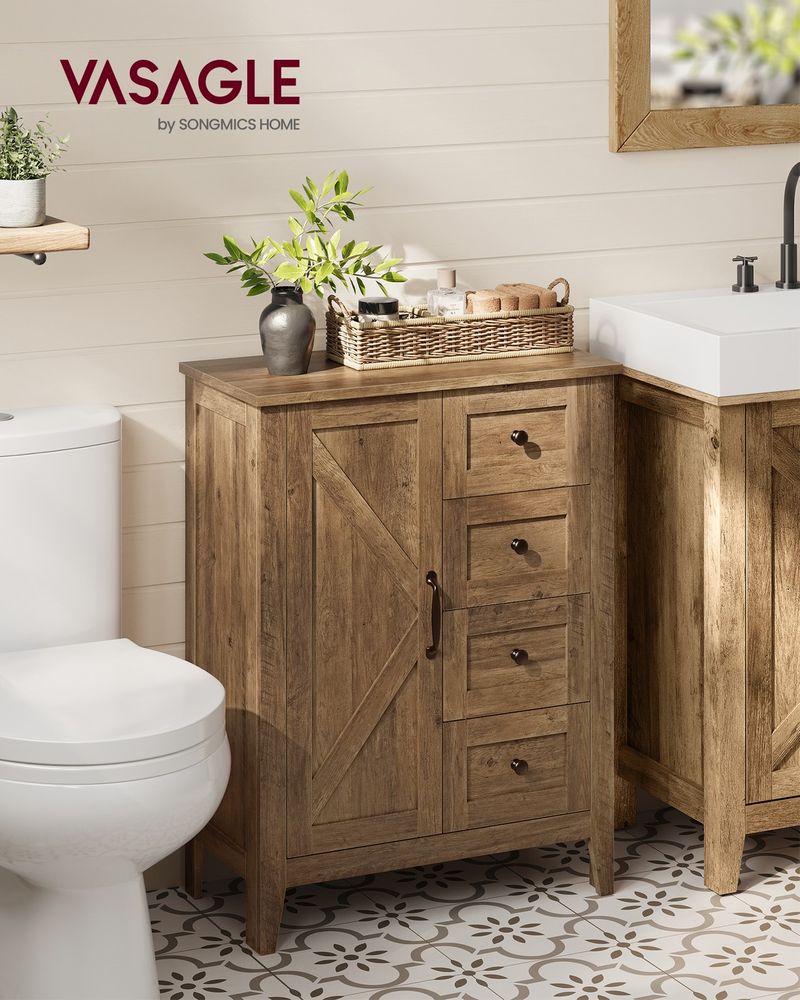 VASAGLE Liry Collection Farmhouse Bathroom Floor Cabinet - Thumbnail 2