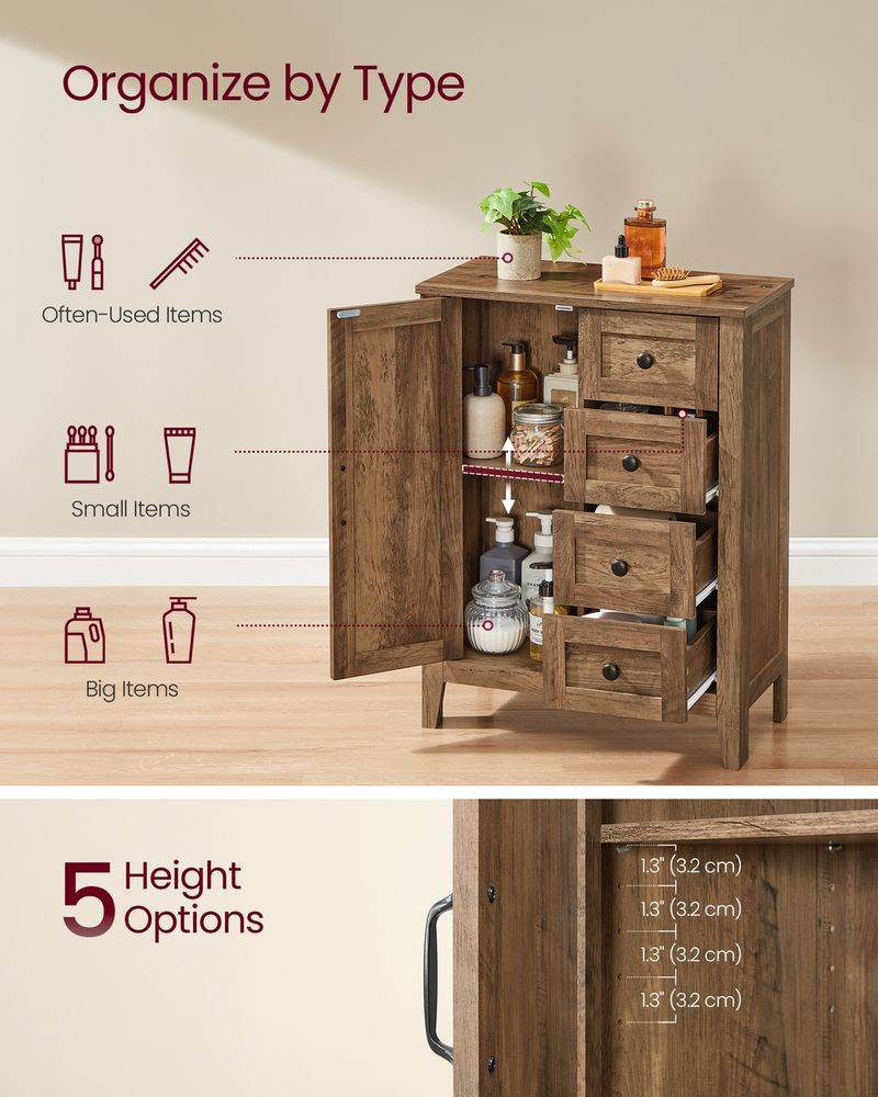 VASAGLE Liry Collection Farmhouse Bathroom Floor Cabinet - Thumbnail 5
