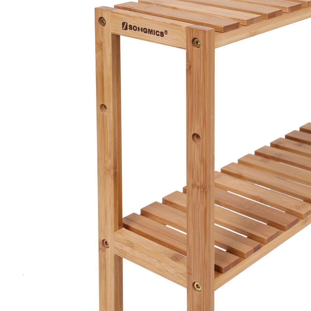 SONGMICS 100% Bamboo Bathroom Shelf 4-Tier Multifunctional Storage Rack Shelving