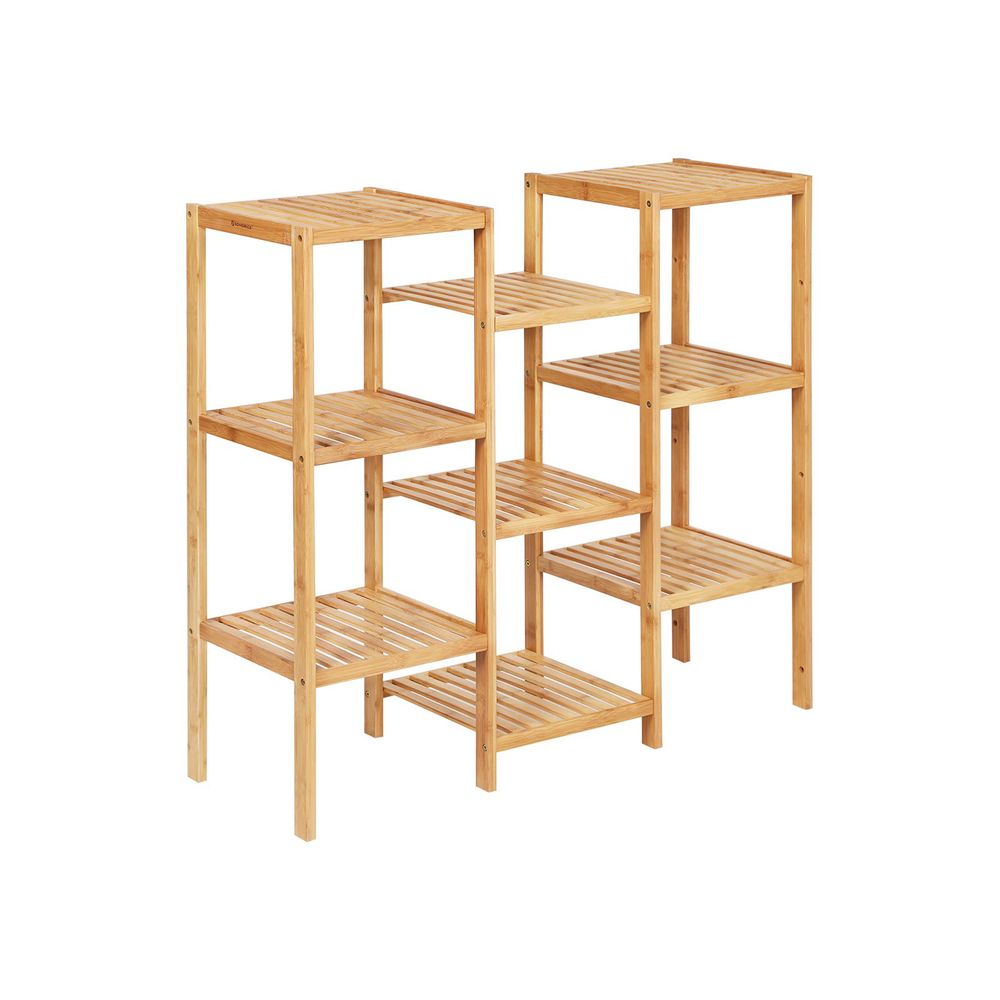 Bamboo Wood 4-Shelf Bookcase Plant Stand Shelving Unit - Pictured