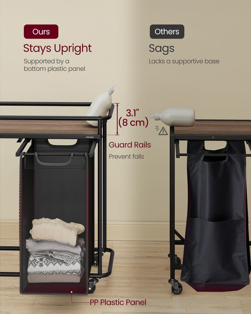 VASAGLE Laundry Sorter with Wheels - Thumbnail 2