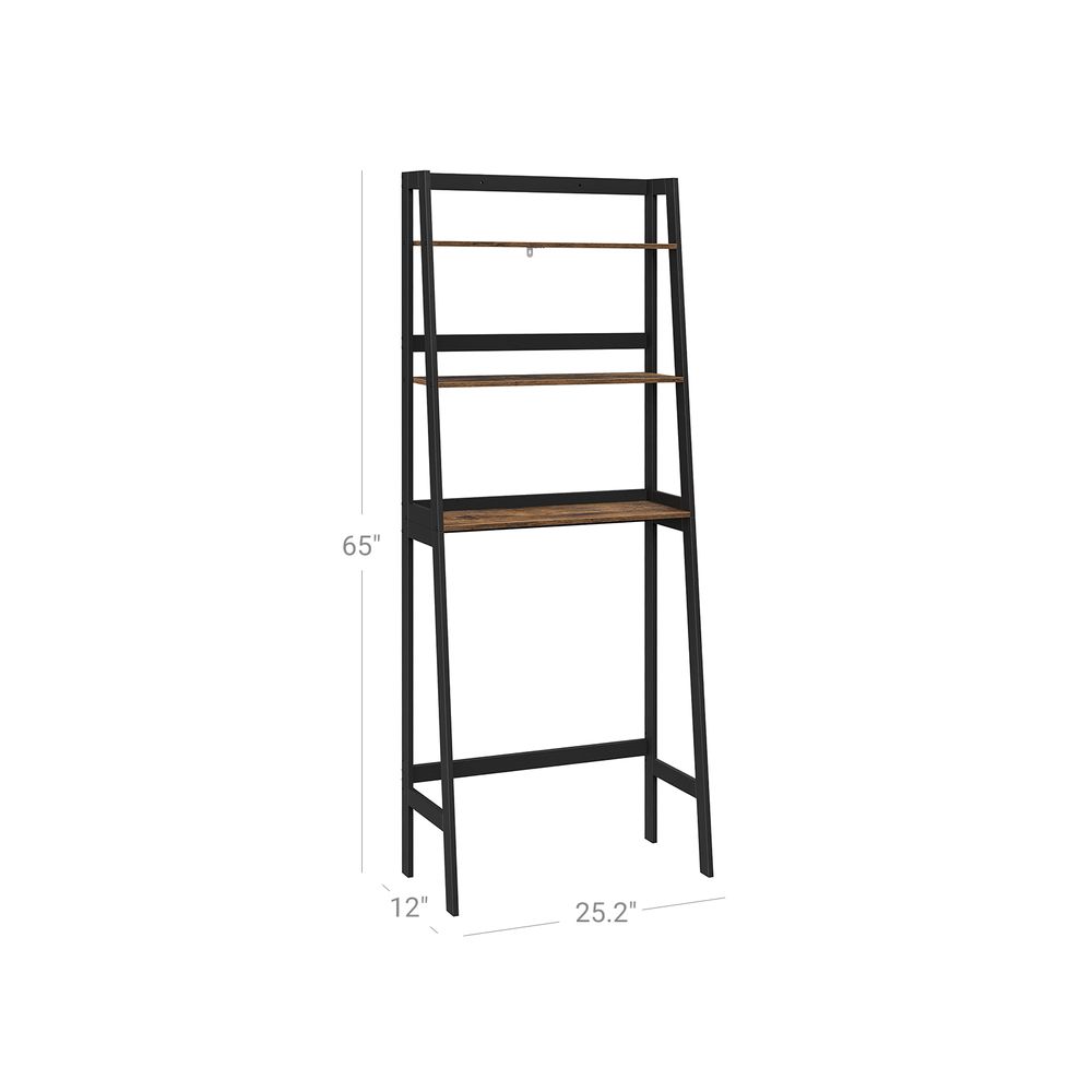 VASAGLE 3-Tier over the toilet storage Bathroom Storage Shelf Organizer  Rustic Brown and Black 