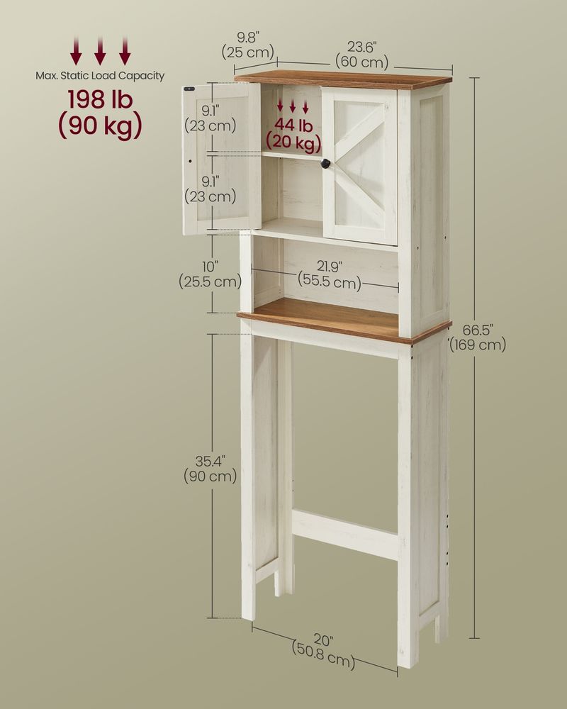 VASAGLE LIRY Collection Over the Toilet Storage Cabinet - Thumbnail 3