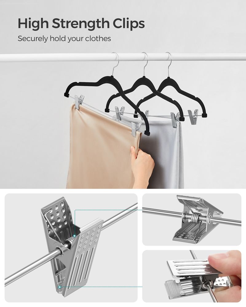 SONGMICS Velvet Pants Hangers with Adjustable Clips - Thumbnail 3