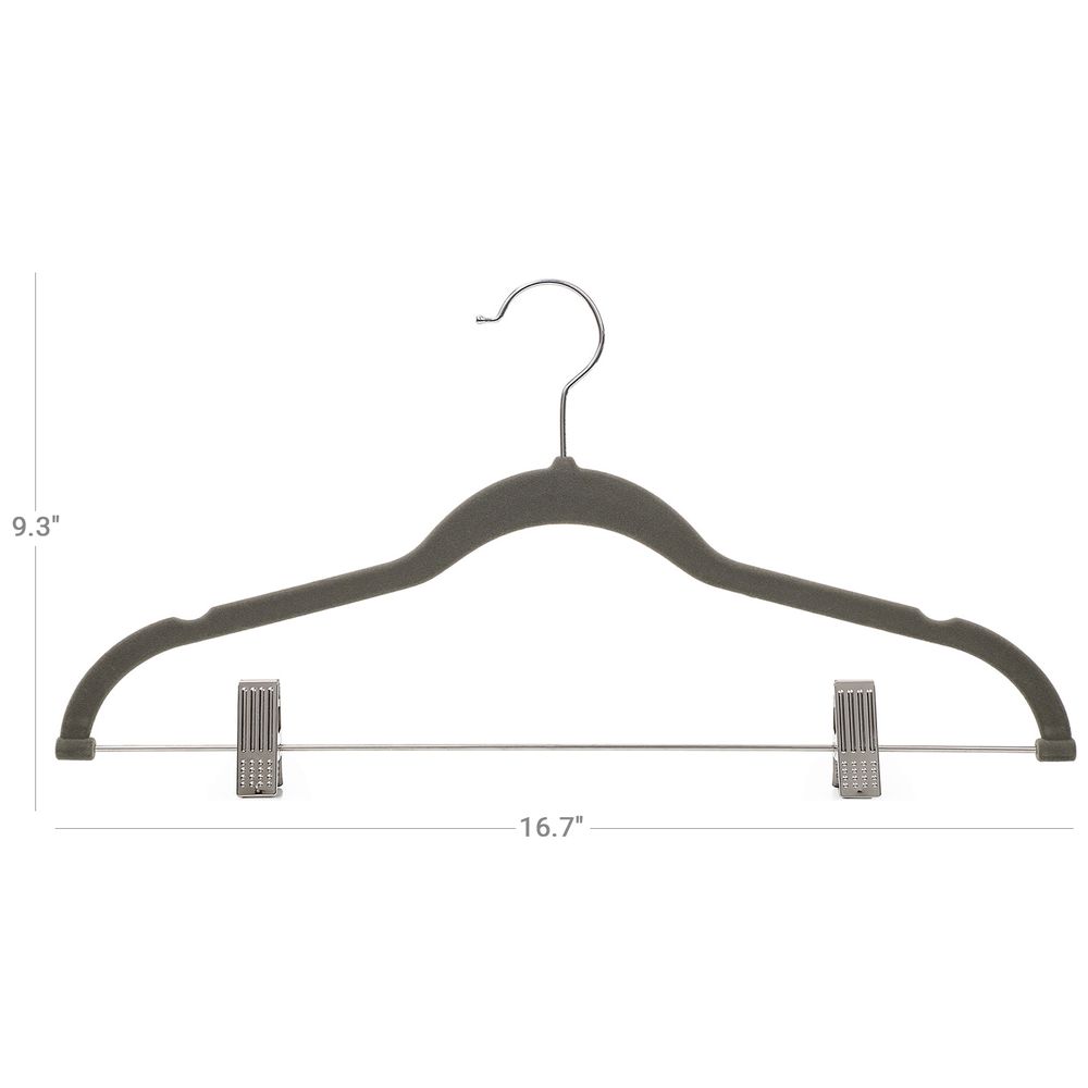 SONGMICS Velvet Pants Hangers with Clips, Gray / 30