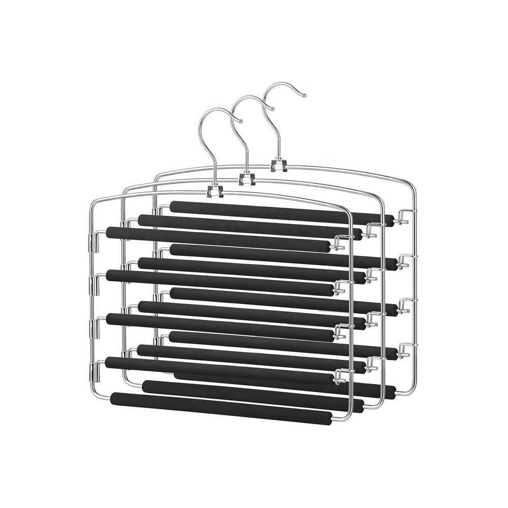 NORTHERN BROTHERS Pants Hangers with Clips, 30 Skirt Hangers with Clips  Stackable Plastic Space Saving Bulk Trouser Pack