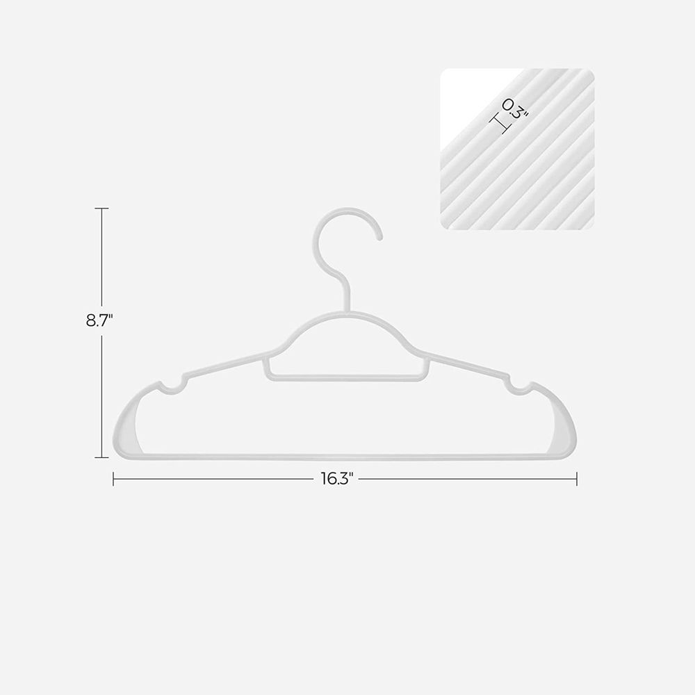 SONGMICS 30-Pack Coat Hangers, Premium Quality Plastic Suit Hangers, Heavy- Duty, S-Shaped Opening, Non-Slip, Space-Saving, 360º Swivel Hook, 16.3  Inches Long