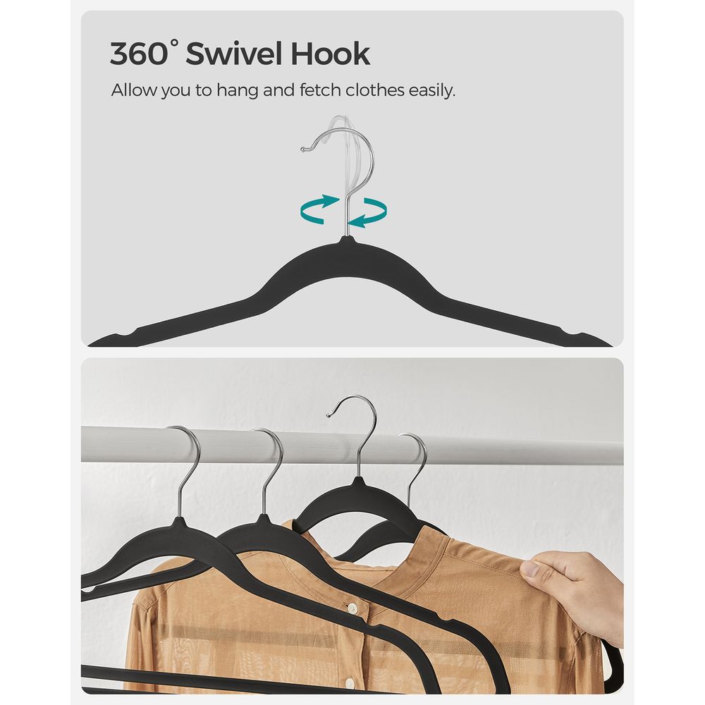 SONGMICS Pack of 50 Coat Hangers, Heavy-Duty Plastic Hangers, Non
