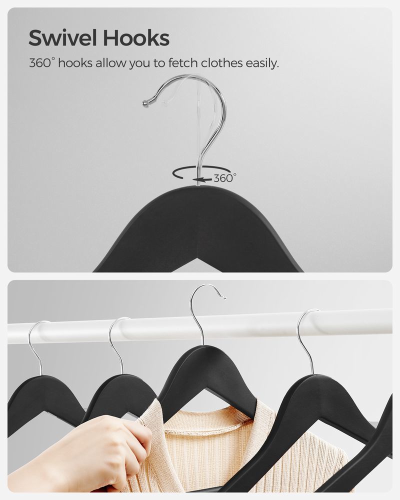 SONGMICS 20-Pack Solid Wood Clothes Hangers with Anti-Slip Rubber Coating - Thumbnail 3