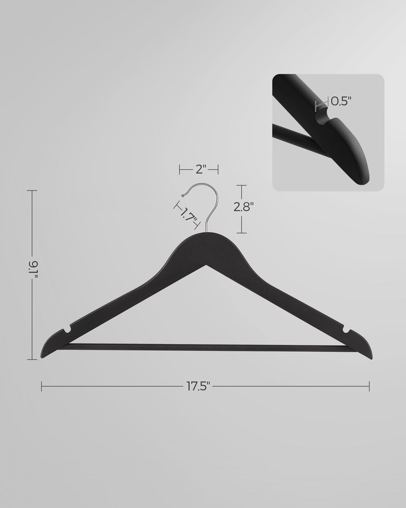 SONGMICS 20-Pack Solid Wood Clothes Hangers with Anti-Slip Rubber Coating - Thumbnail 2