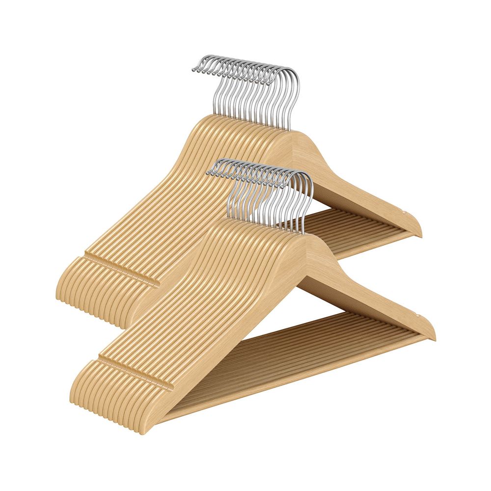 SONGMICS Wooden Hangers with 360° Swivel Hooks