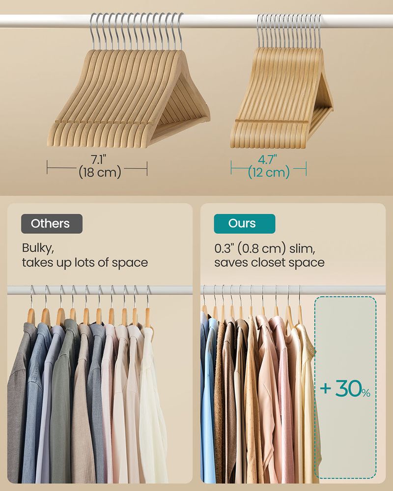 SONGMICS Wooden Hangers with 360° Swivel Hooks - Thumbnail 5