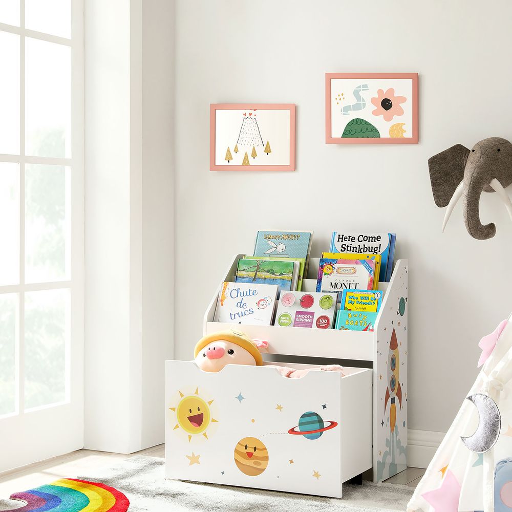 SONGMICS Kids Bookshelf with 3 Shelves and Storage Box - Thumbnail 3