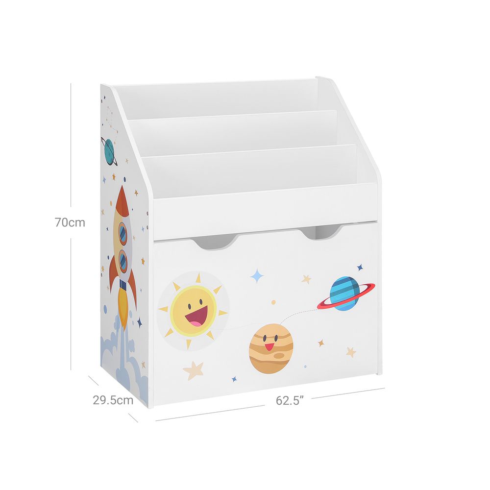 SONGMICS Kids Bookshelf with 3 Shelves and Storage Box - Thumbnail 4