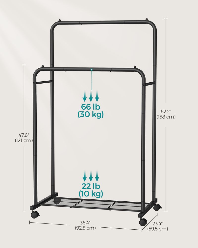 Black Clothes Rack with Wheels for Sale | Home Storage