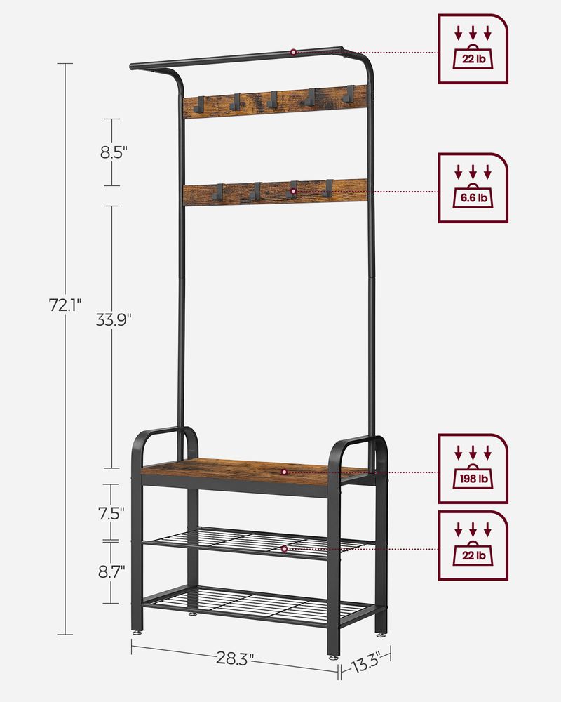 Industrial Coat Rack with Bench | Home Furniture | VASAGLE by SONGMICS