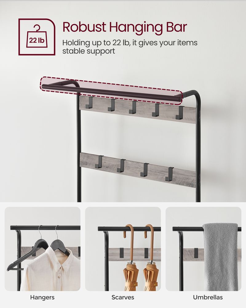 Industrial Coat Rack with Bench Home Furniture VASAGLE by SONGMICS