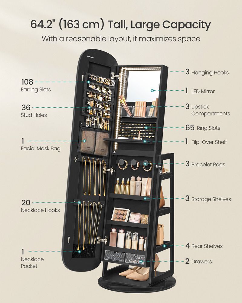 SONGMICS LED Jewelry Cabinet