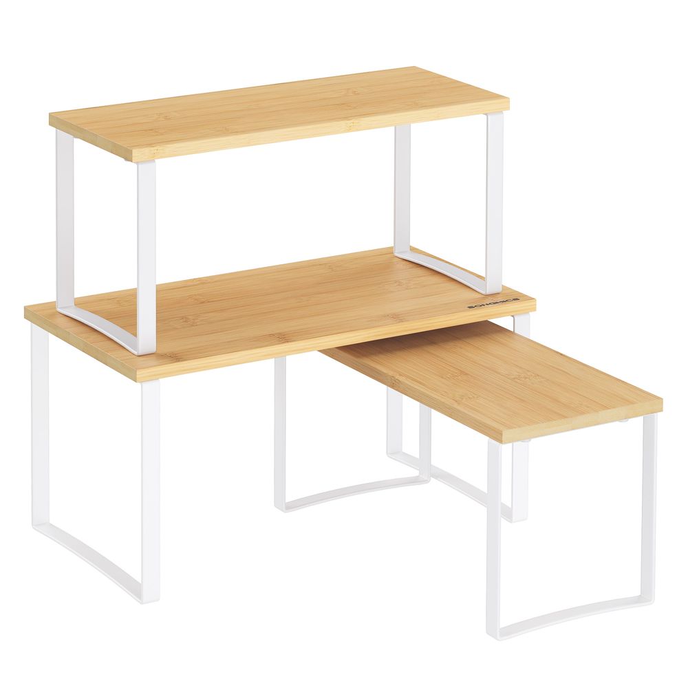 SONGMICS Cabinet Organizer Shelf, Set of 3 Kitchen Counter Shelves