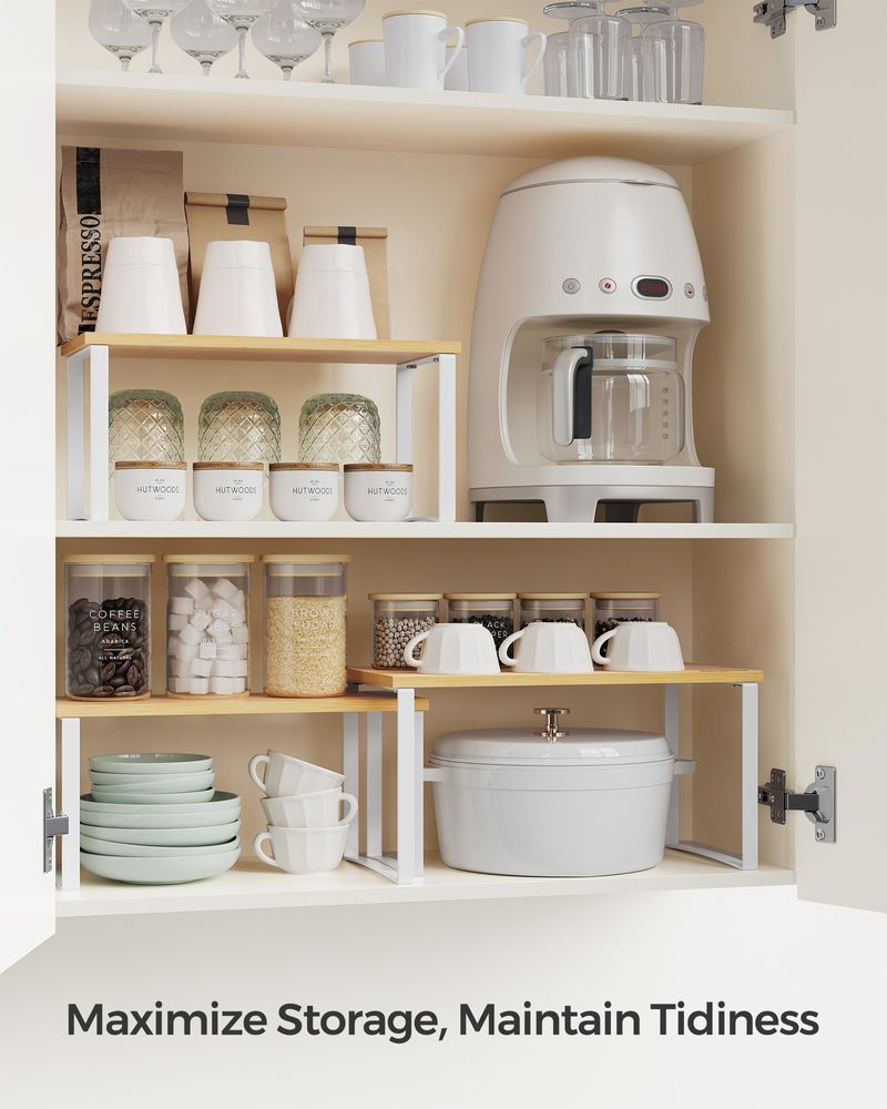 SONGMICS Cabinet Organizer Shelf, Set of 3 Kitchen Counter Shelves - Thumbnail 4