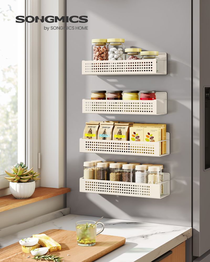 SONGMICS Magnetic Spice Rack for Refrigerator, Set of 4