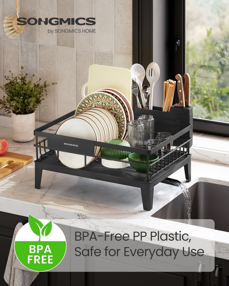 SONGMICS Dish Drying Rack with Drainboard - Thumbnail 5