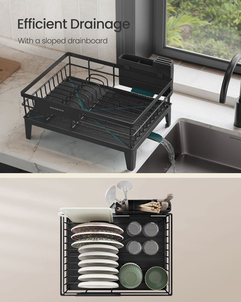 SONGMICS Dish Drying Rack with Drainboard - Thumbnail 2