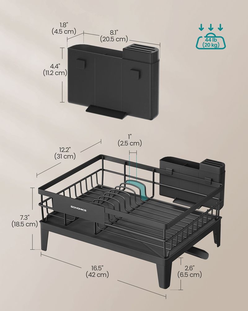 SONGMICS Dish Drying Rack with Drainboard - Thumbnail 3