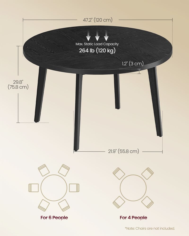 VASAGLE MAEZO Collection Round Dining Table - Thumbnail 3