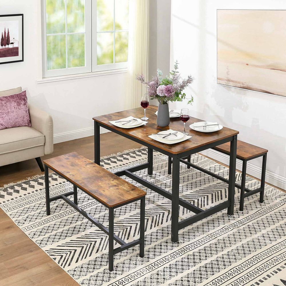  VASAGLE 47 Inches Dining Room Table for 4, Industrial Style  with Heavy Duty Metal Frame, 47.2 x 29.5 x 29.5 Inches, Brown - Tables