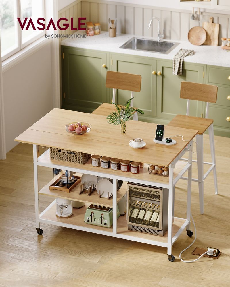 VASAGLE Kitchen Island with Drop Leaf - Thumbnail 2