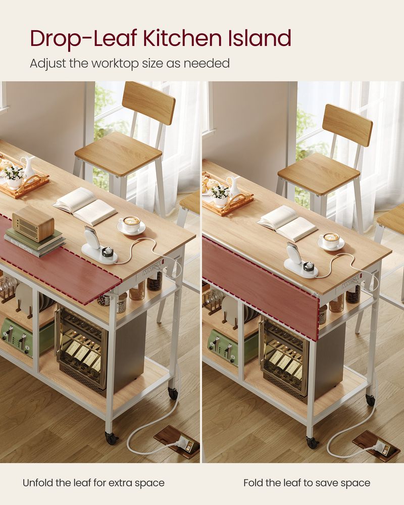 VASAGLE Kitchen Island with Drop Leaf - Thumbnail 4