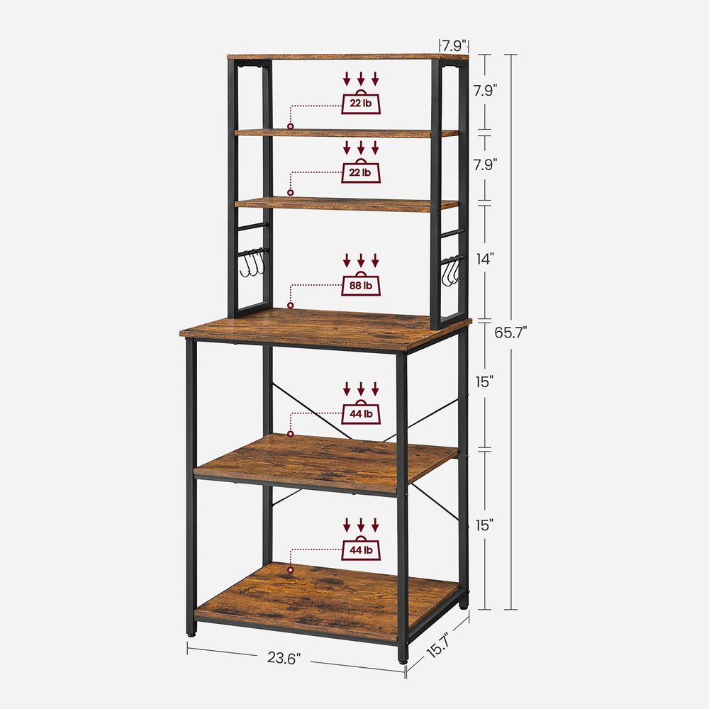 VASAGLE Side Table, 3-Tier Nightstand with Storage, End Table with S-shaped  Steel Frame for Living Room Bedroom, 15.7 x 15.7 x 23.6 Inches, Farmhouse