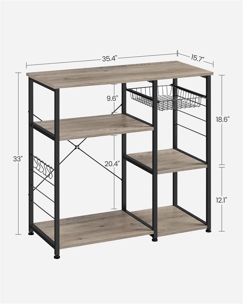 VASAGLE ALINRU Kitchen Baker’s Rack with Steel Frame, Greige