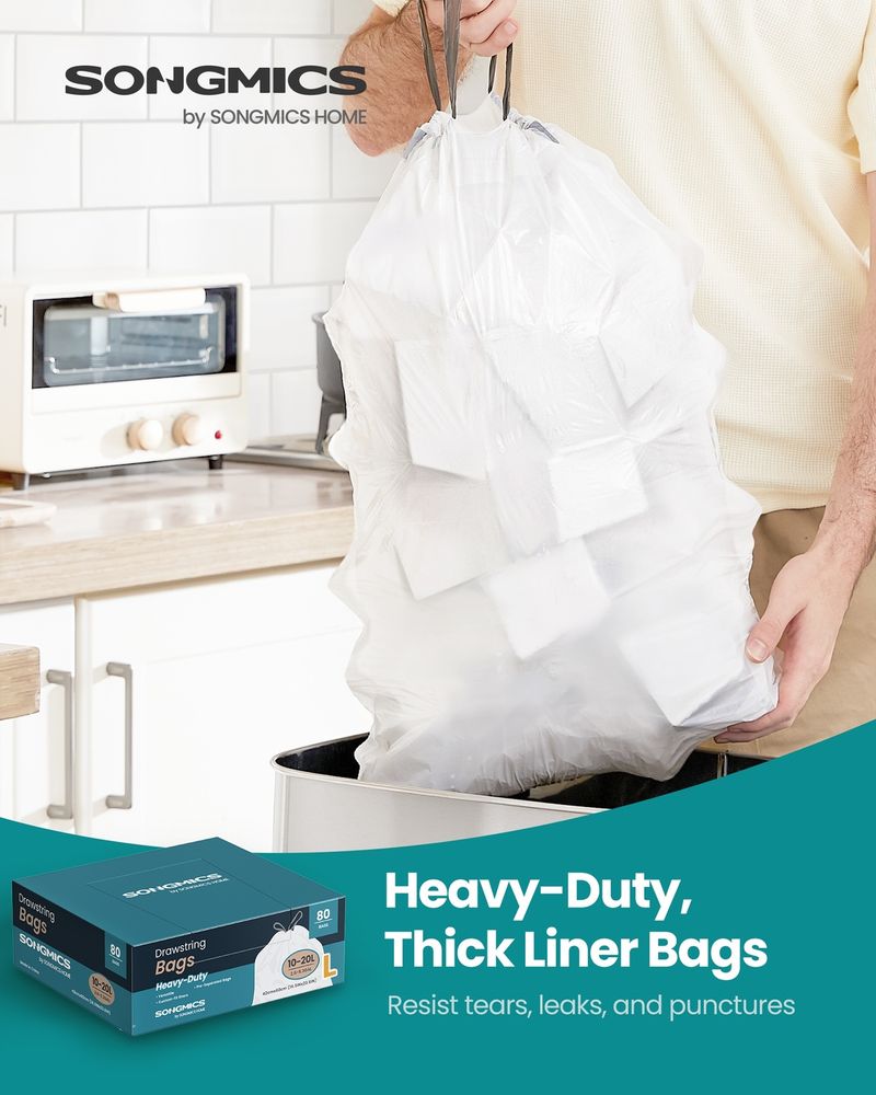 SONGMICS Heavy-Duty Garbage Bags with Drawstrings - Thumbnail 5