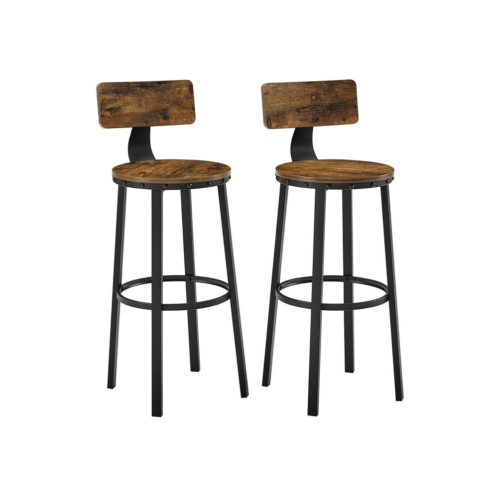 VASAGLE Set of 2 Bar Chairs with Backrests