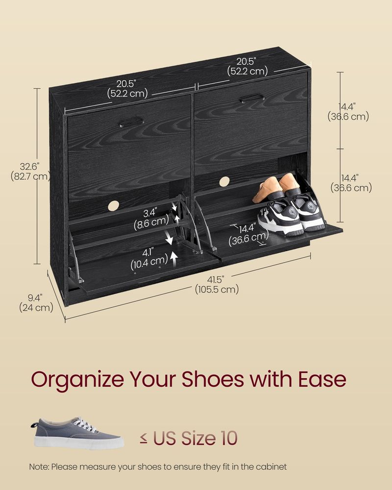 VASAGLE Shoe Cabinet with 4 Flip Doors - Thumbnail 4
