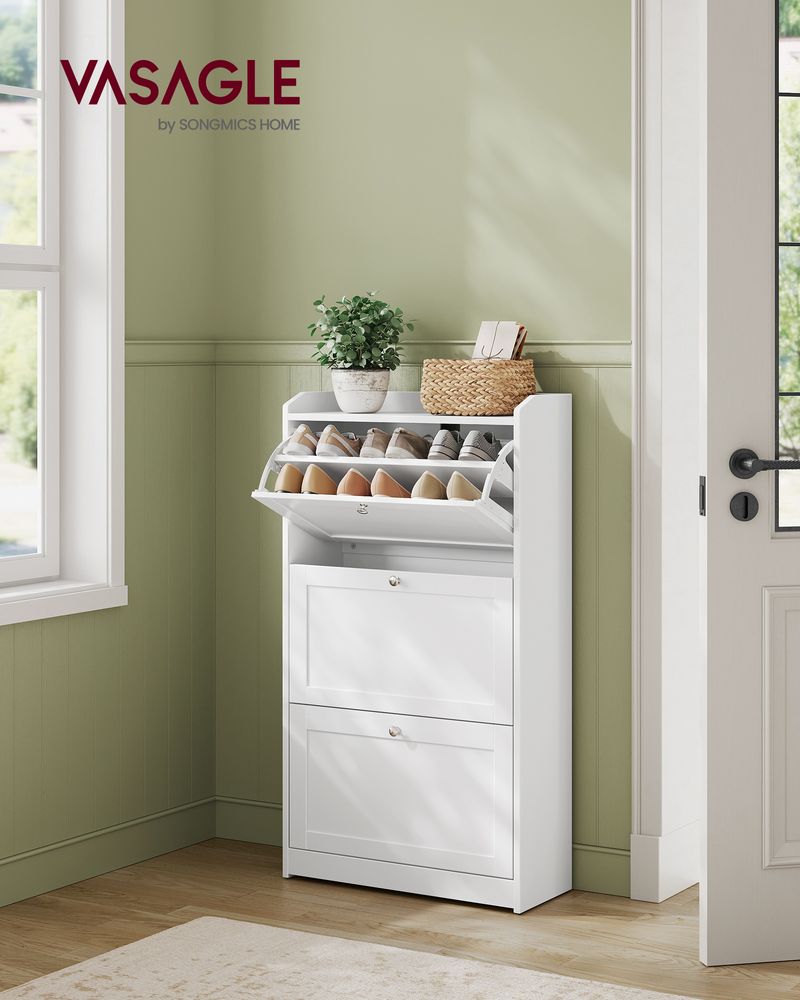 VASAGLE Shoe Cabinet with 3 Flip Drawers