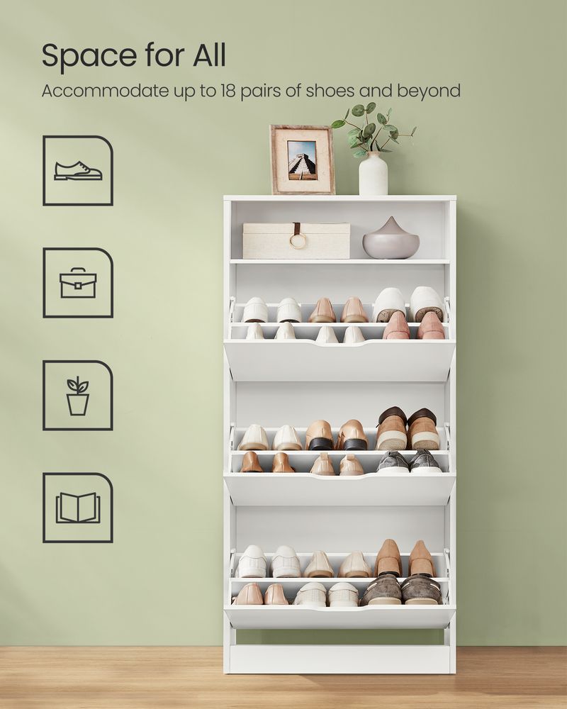 VASAGLE Shoe Cabinet with 3 Flip Drawers - Thumbnail 4